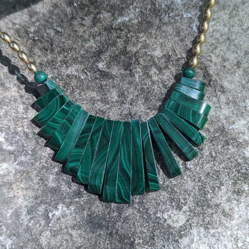 Malachite Fringe Slab Collar Necklace - image 3