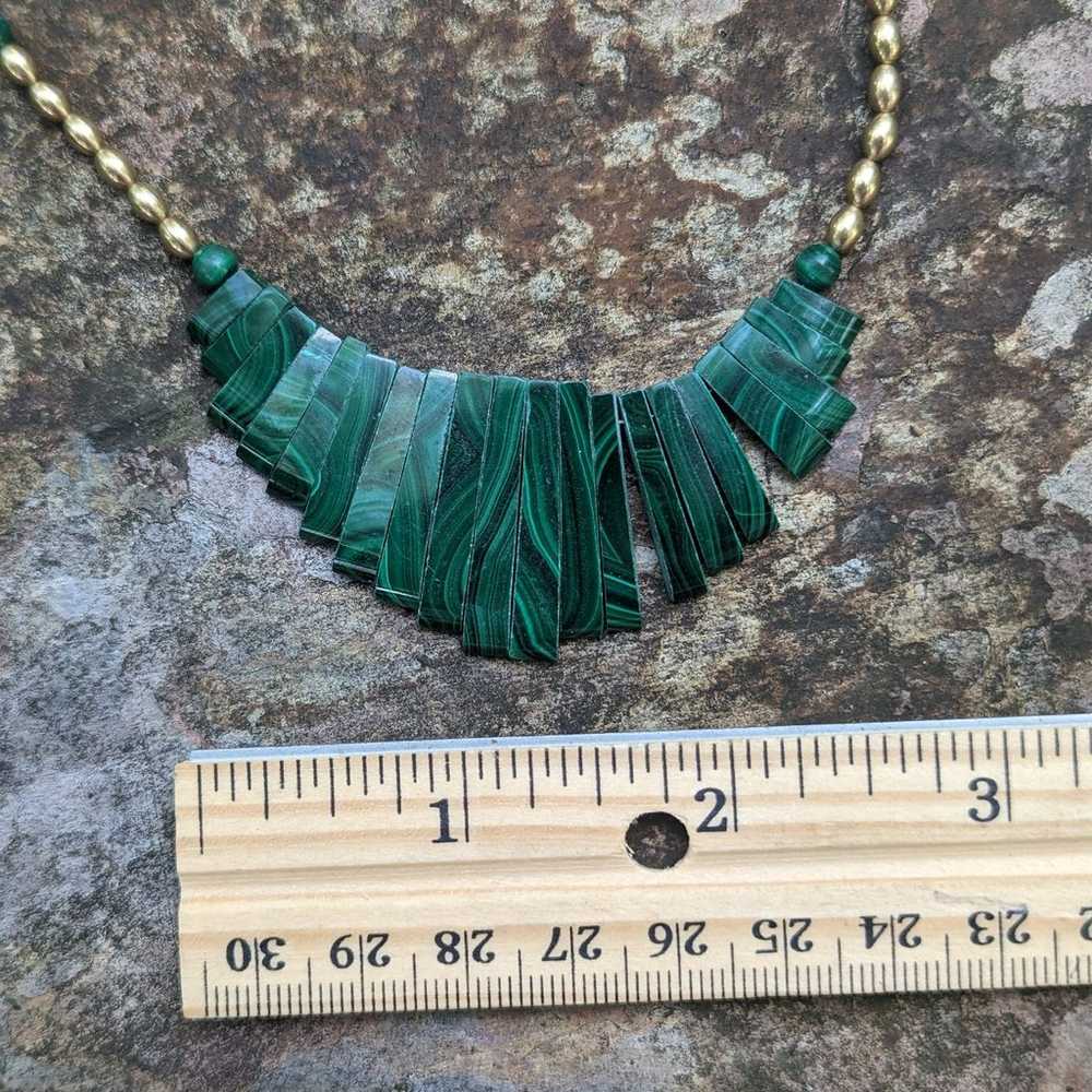 Malachite Fringe Slab Collar Necklace - image 4