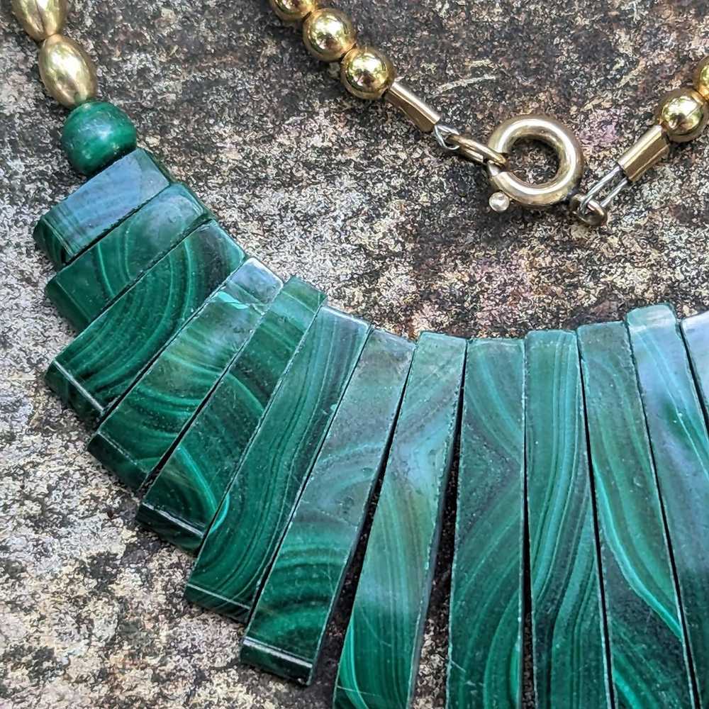 Malachite Fringe Slab Collar Necklace - image 5