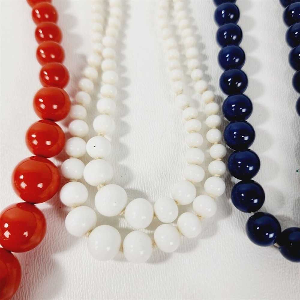 3 Vintage Beaded Retro Necklaces Orange White & B… - image 3