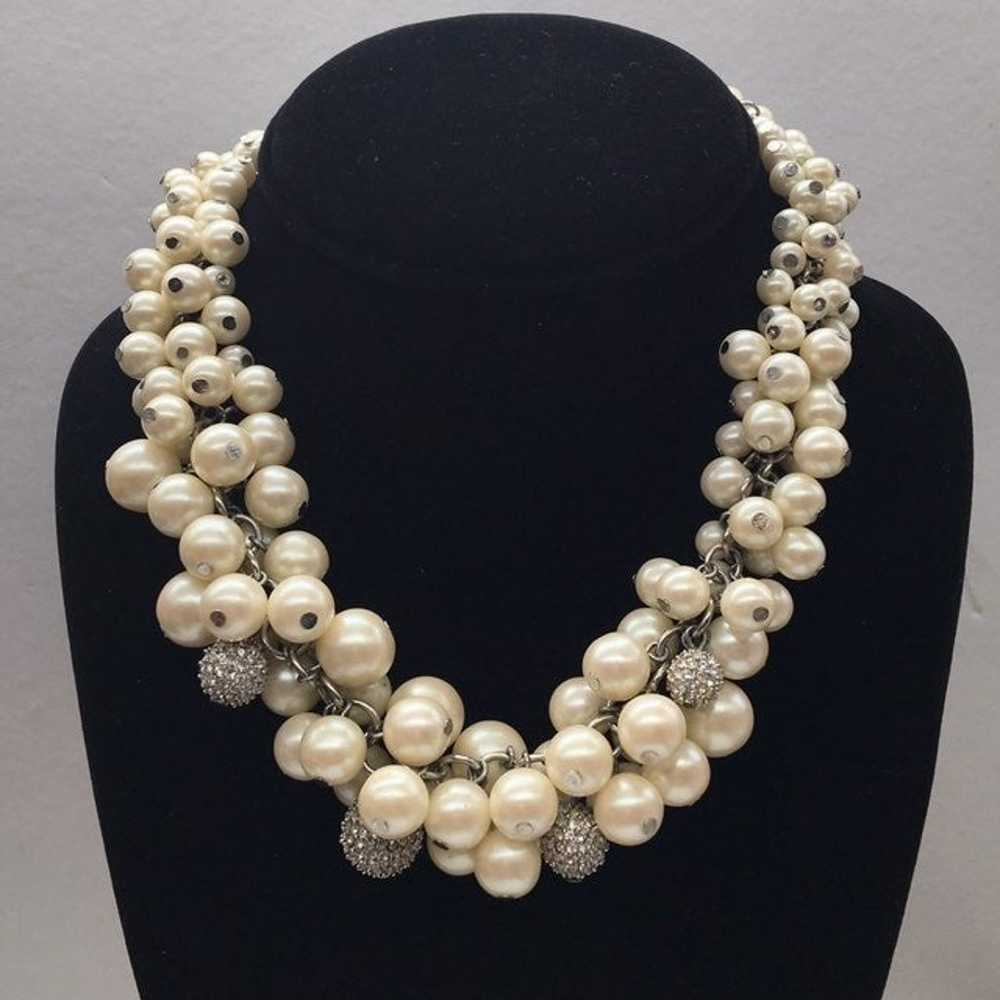 Vintage faux pearl & crystal Necklace - image 1