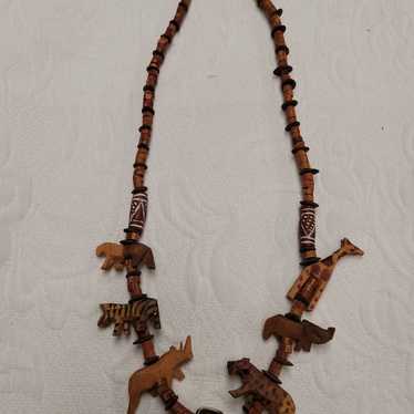 Vintage Hand Carved African Animal Neckl