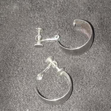 vintage Napier silver twist clip on hoop earrings - image 1