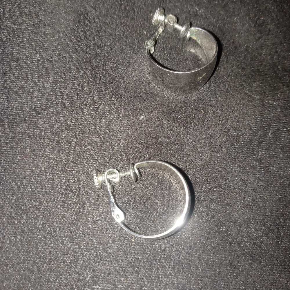 vintage Napier silver twist clip on hoop earrings - image 4