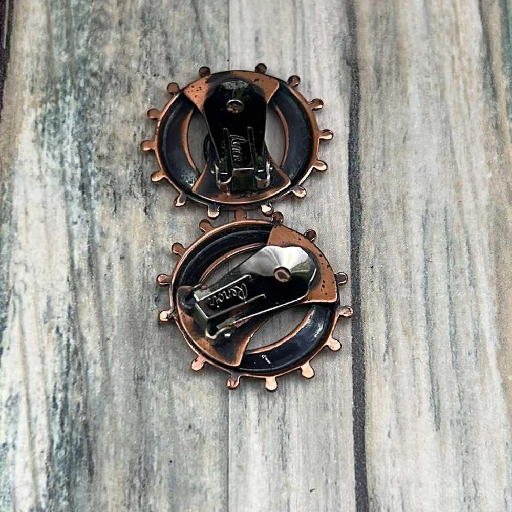 Vintage Renoir clip in copper abstract earrings - image 3