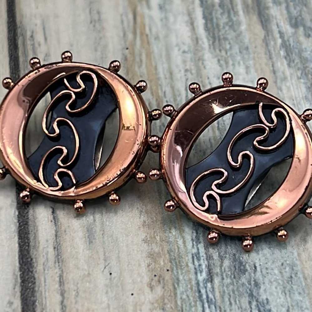 Vintage Renoir clip in copper abstract earrings - image 7