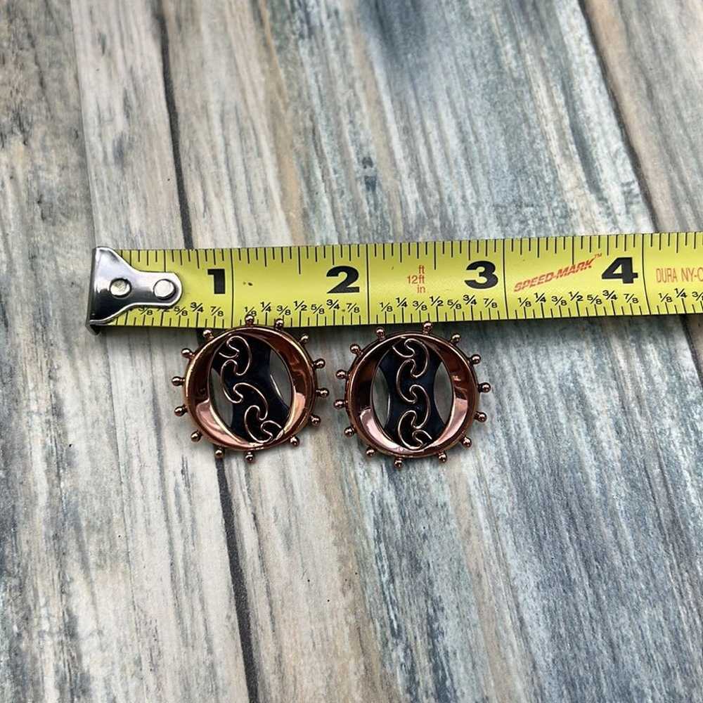 Vintage Renoir clip in copper abstract earrings - image 8