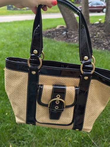 未使用級 黒 vintage coach old straw bag かごバッグ COACH コーチ かごバッグ SM STRAW TOTE CQ785 レディース