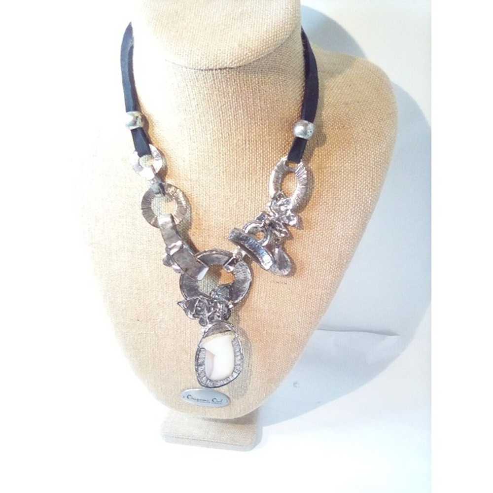 Statement Estate Necklace w/Stone VINTAGE PEICE - image 2