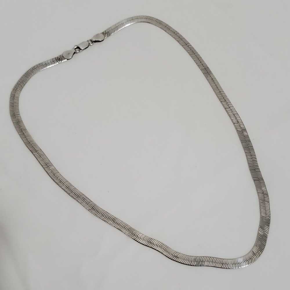 Vintage Sterling Silver Herringbone Necklace - image 1