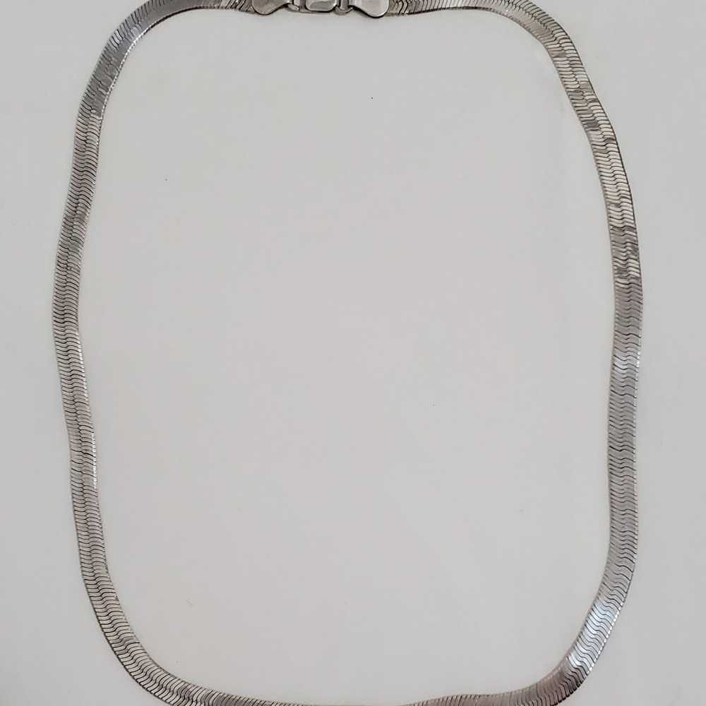 Vintage Sterling Silver Herringbone Necklace - image 5