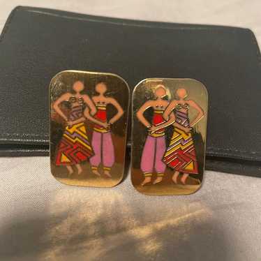 Laurel Burch Dancer Earrings Vintage 22k