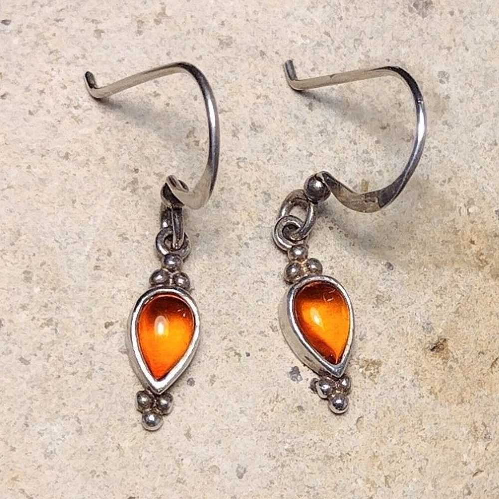 Vintage Amber Sterling Silver .925 Petite Pear Sh… - image 1