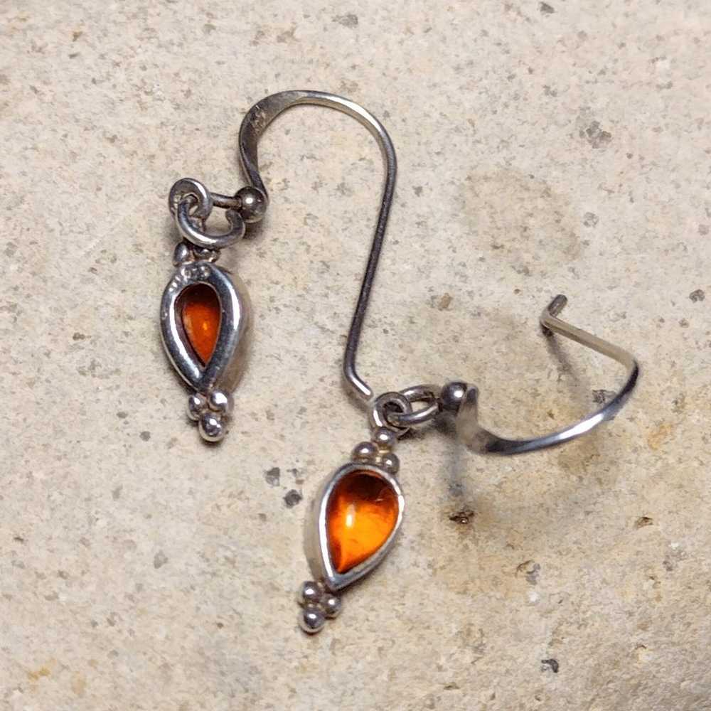 Vintage Amber Sterling Silver .925 Petite Pear Sh… - image 7