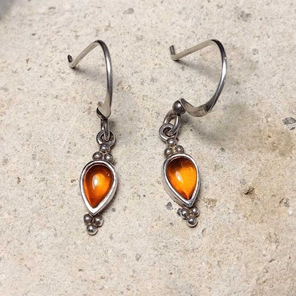 Vintage Amber Sterling Silver .925 Petite Pear Sh… - image 8