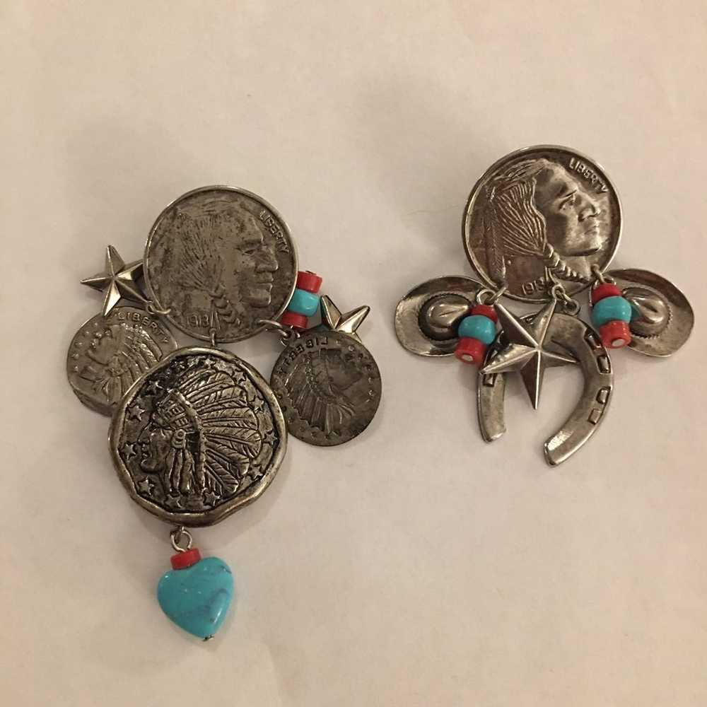 Southwestern silver turquoise earrings - image 1