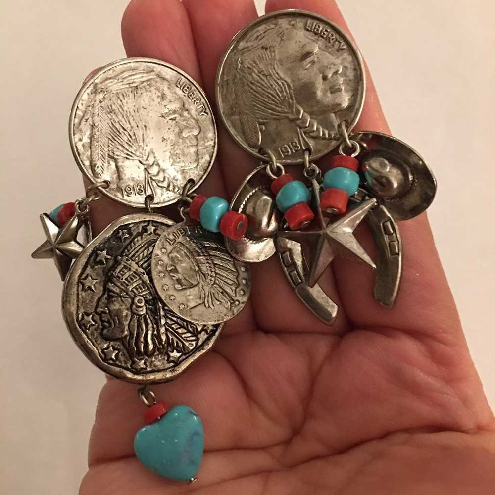 Southwestern silver turquoise earrings - image 2