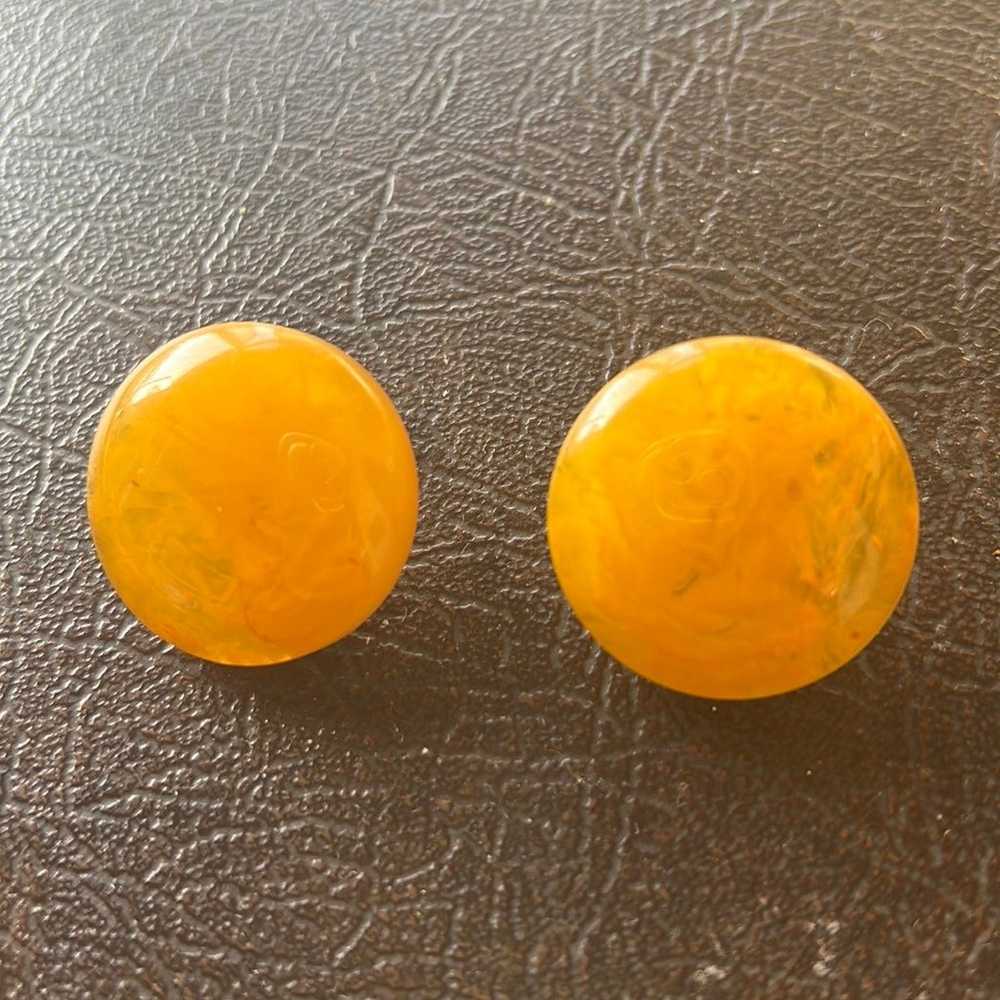 Bakelite butterscotch button earrings large - image 1