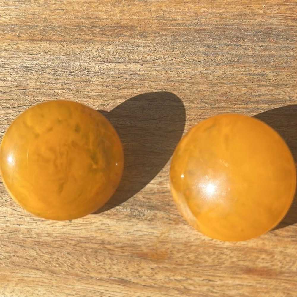 Bakelite butterscotch button earrings large - image 2