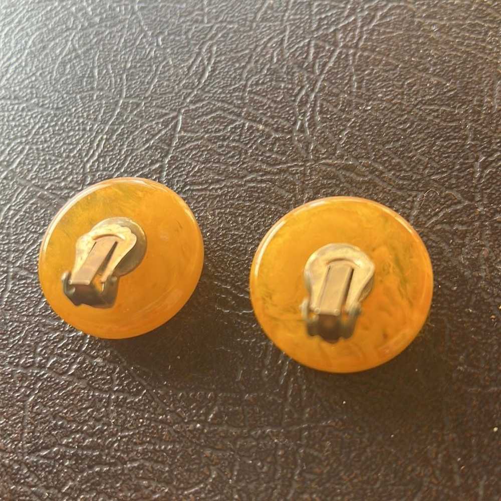 Bakelite butterscotch button earrings large - image 3