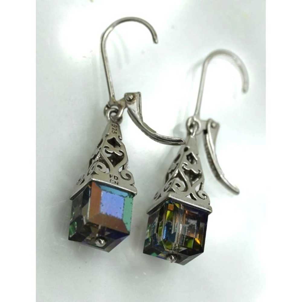 925 STERLING vintage rhinestone drop dangle earri… - image 3