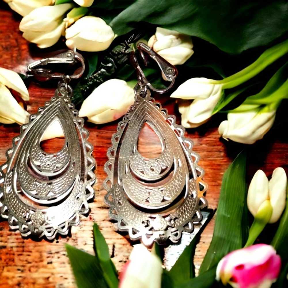 Exquisite sterling silver vintage earrings - image 2