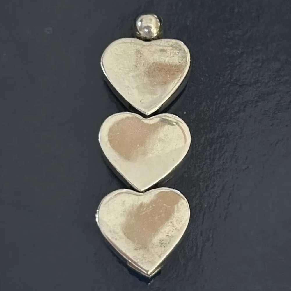 VINTAGE TRIPLE HEART STERLING SILVER PENDANT - image 10