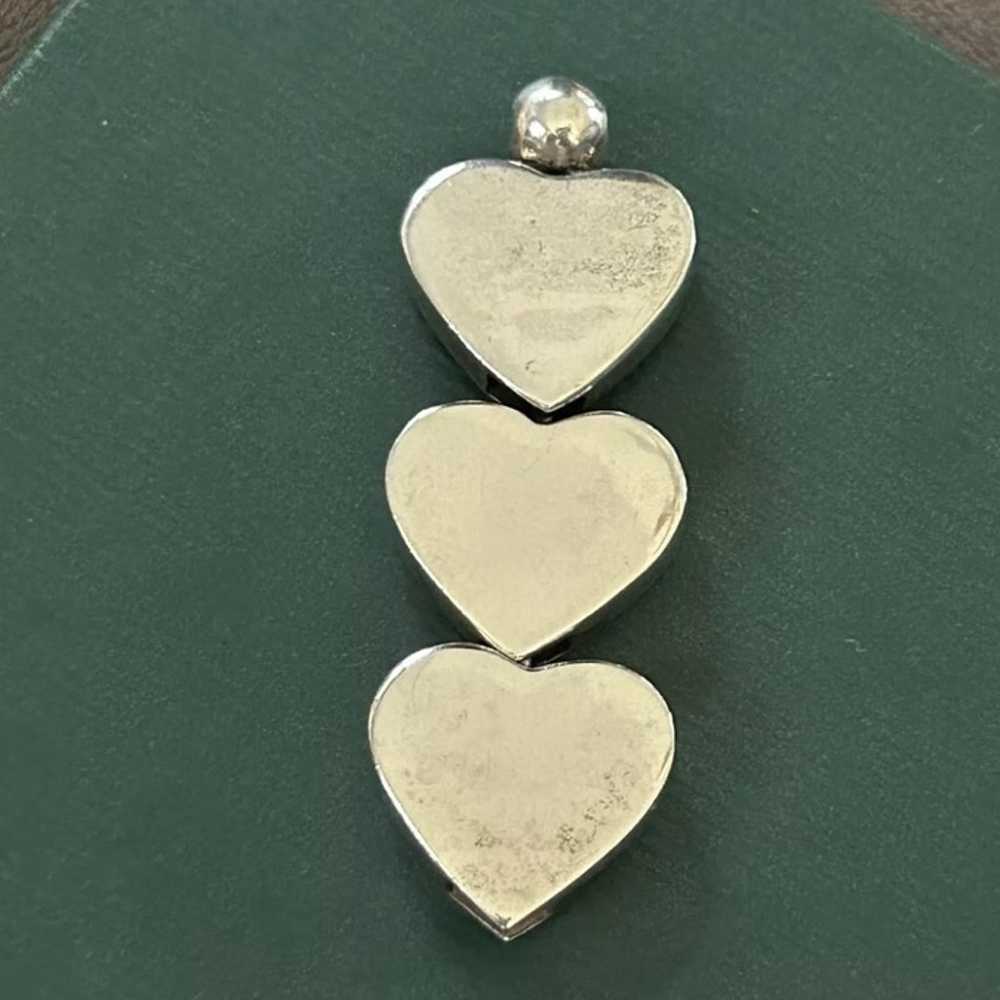 VINTAGE TRIPLE HEART STERLING SILVER PENDANT - image 6