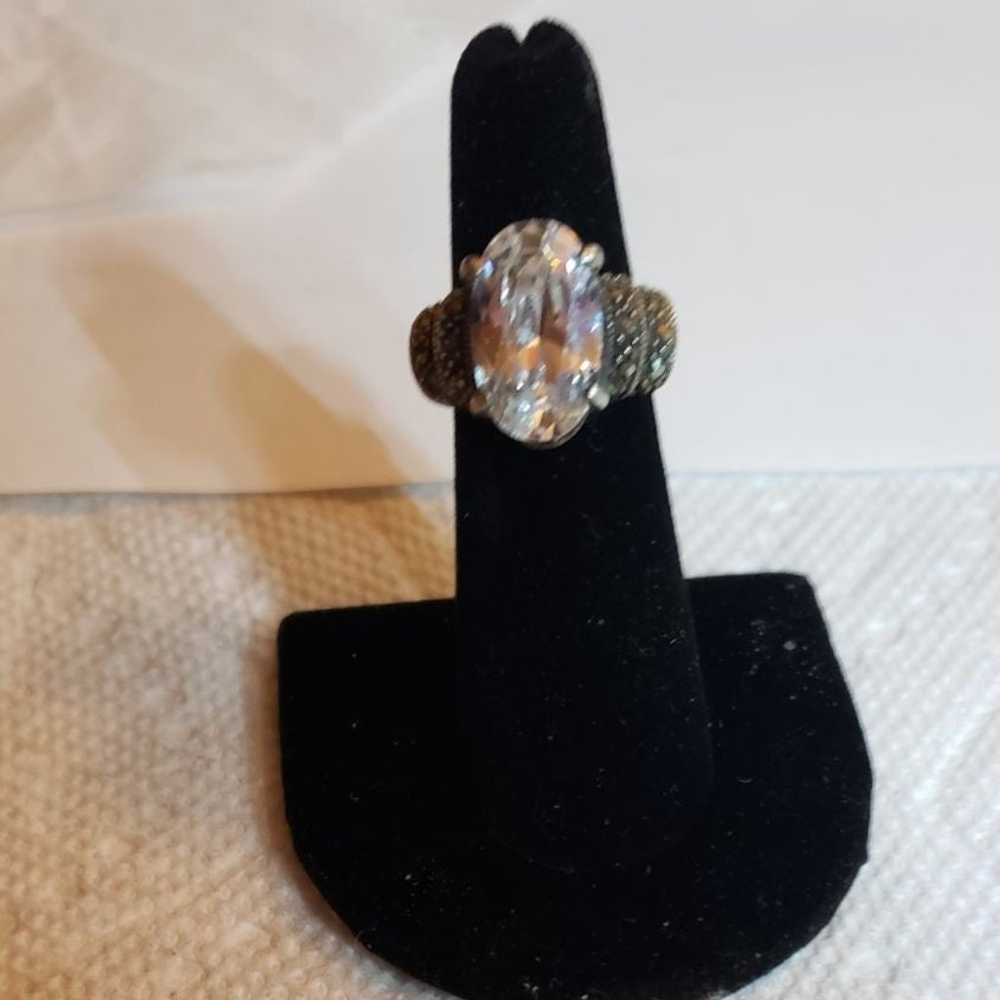 Vintage Sterling Ring with large cz ston - image 2