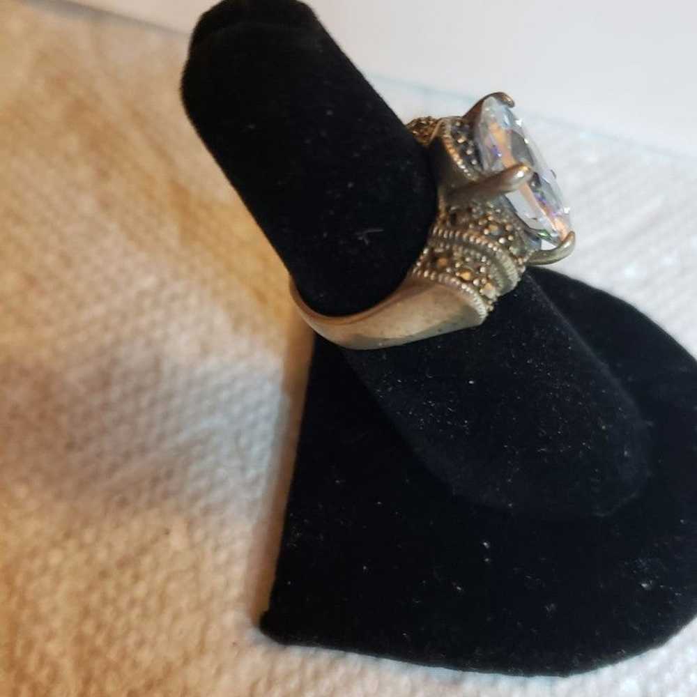 Vintage Sterling Ring with large cz ston - image 4