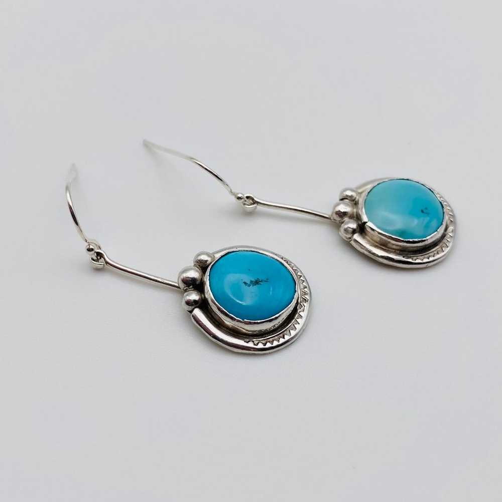 Vintage Handmade Turquoise & Sterling Silver Dang… - image 4