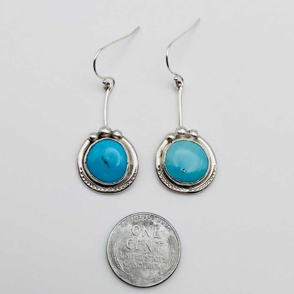 Vintage Handmade Turquoise & Sterling Silver Dang… - image 5