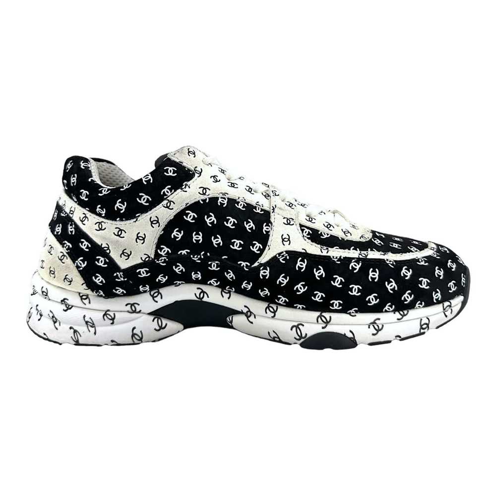 Chanel Suede Trainer Printed CC Black White - image 4