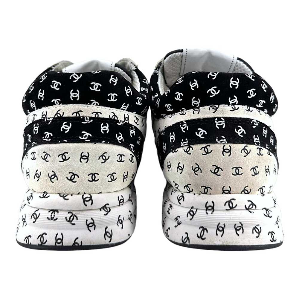 Chanel Suede Trainer Printed CC Black White - image 6