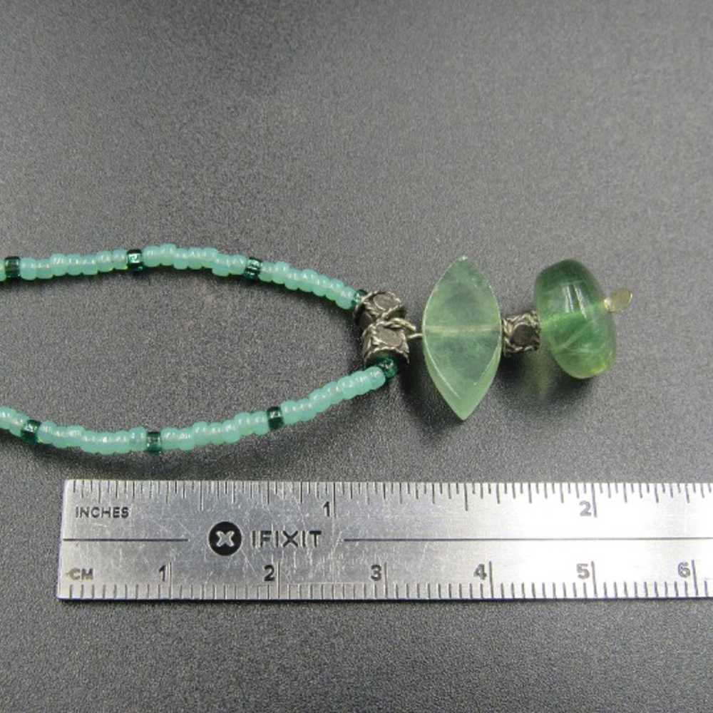 22" Sterling Silver Different Shades Of Jade Ston… - image 6