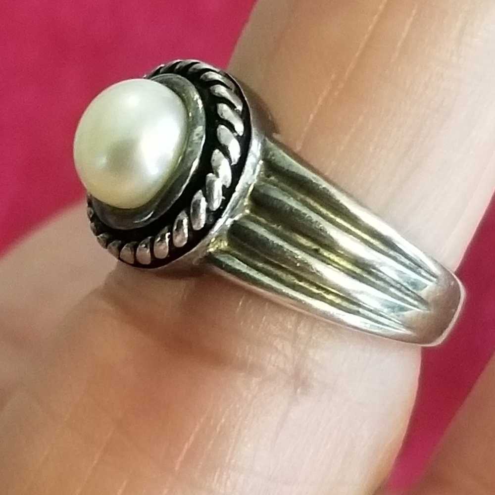 Sterling Silver & Genuine Pearl Ring - image 5