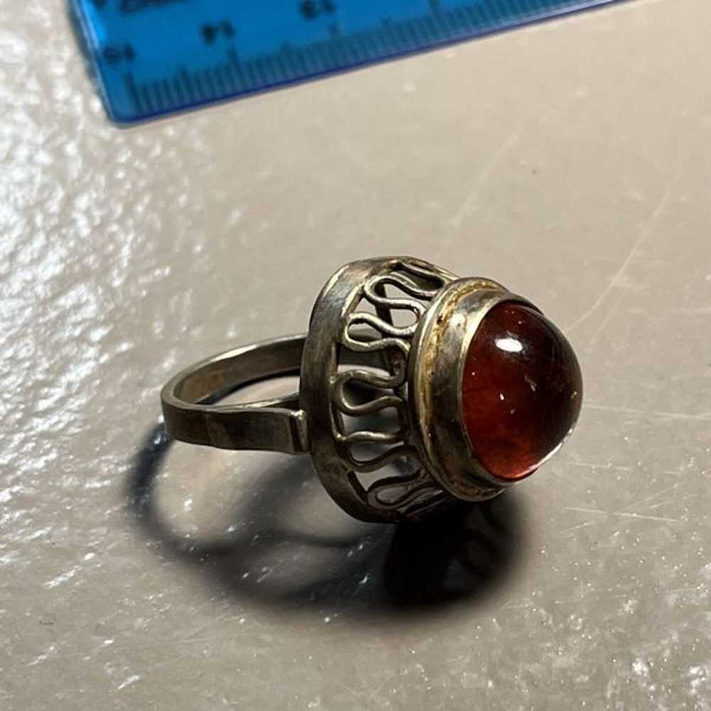 Vintage Amber Ring Vtg Sterling 925 Jewelry Ring - image 2