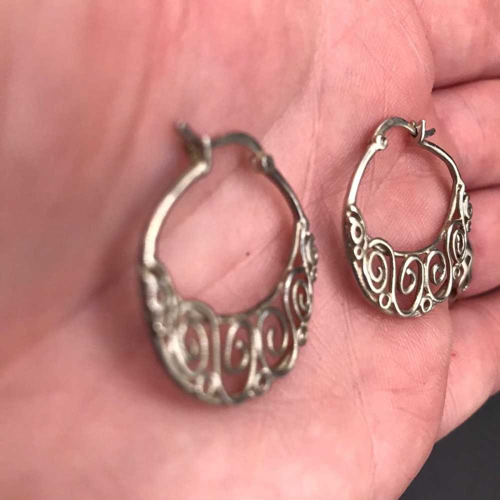 VINTAGE STERLING SILVER EARRINGS - image 2