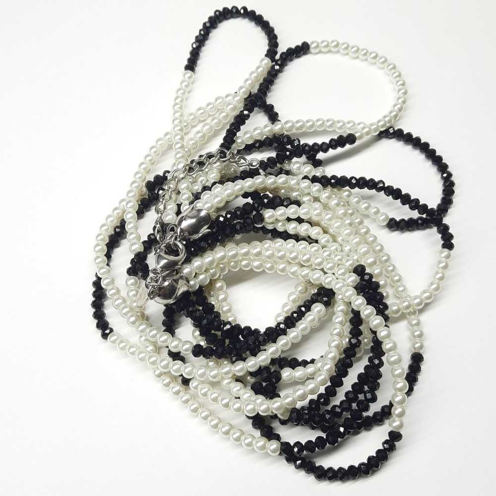 Black & white faceted beaded multi strand layered… - image 5