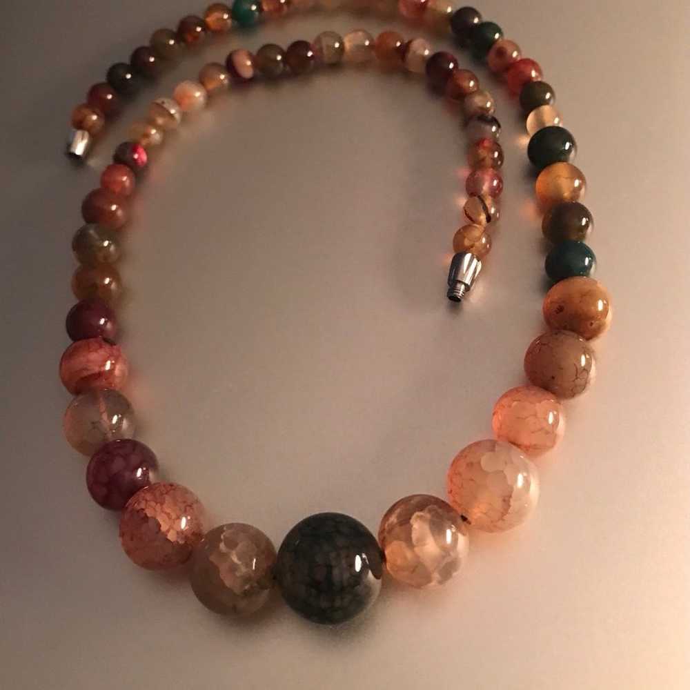 Vintage Multicolor Agate Quartz Graduated Bead Ne… - image 3