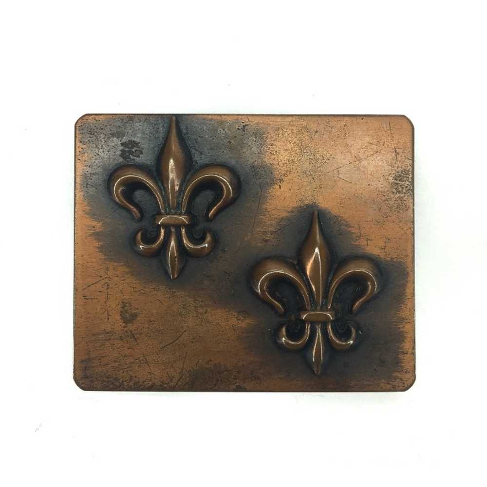 Vintage Copper Fleur De Lis Brooch - image 1