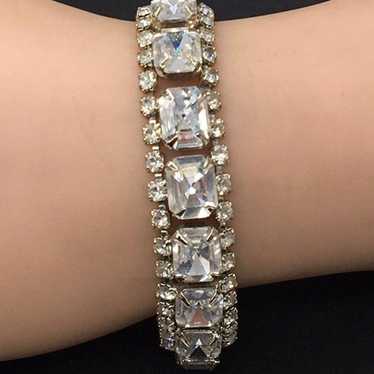 Vintage Clear Rhinestone Tennis  Bracelet