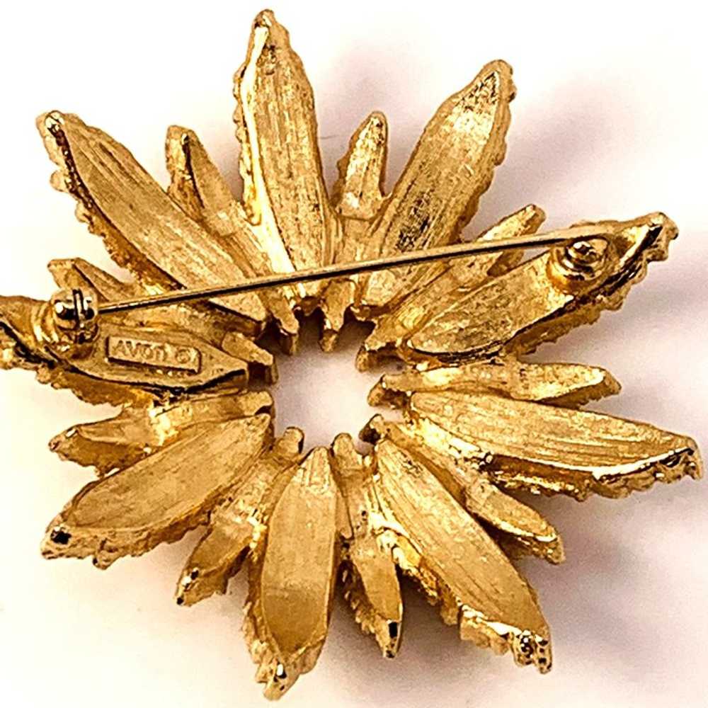 AVON Starburst Brooch Gold Tone Statement Flower … - image 3