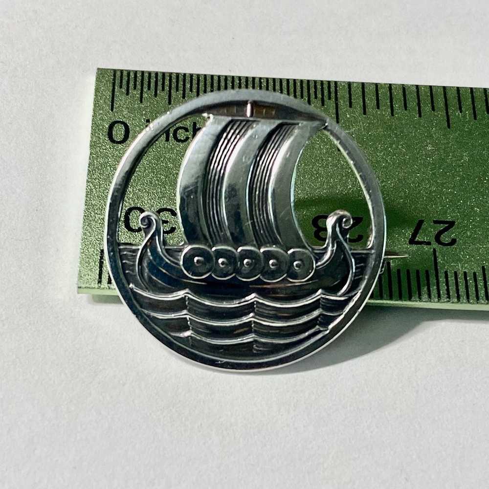 Viking Ship Vintage Sterling Brooch - image 1