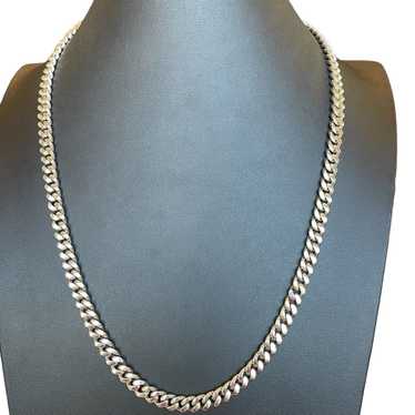 Vintage Monet Heavy Curb Link Chain Necklace Silv… - image 1