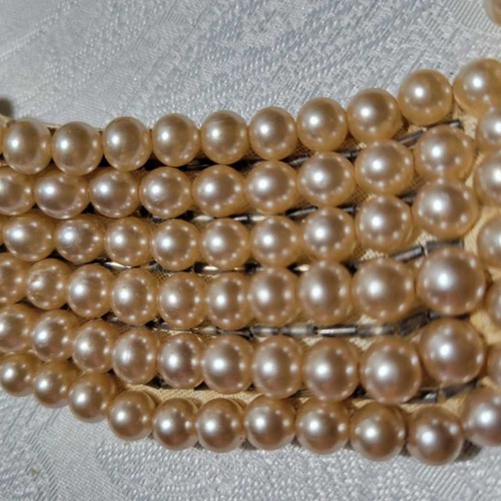 Vintage 1940s-50s Faux Pearl Collar Necklace - image 5