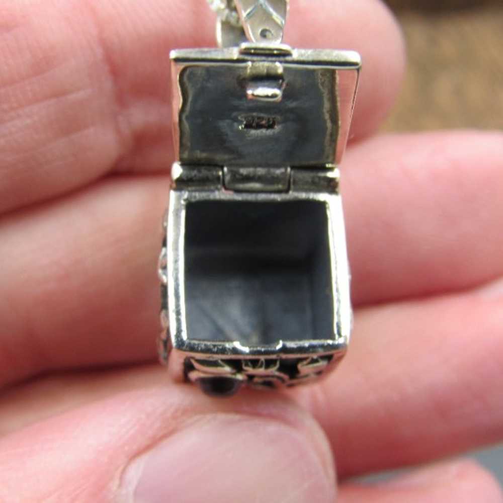 18" Sterling Silver Fancy Love Opening Box Pendan… - image 6