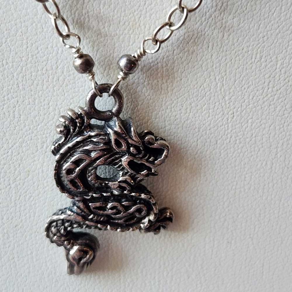 Vintage Dragon Necklace 925 - image 2