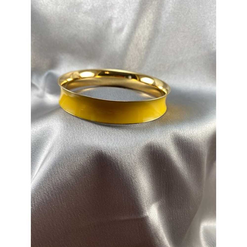 Monet Yellow Enamel Concave Bangle Bracelet 8 Inc… - image 4