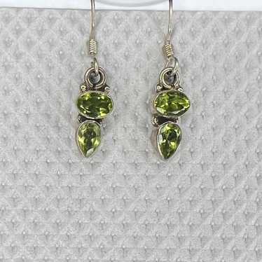 Genuine Peridot Gemstone, Sterling Silver Earrings